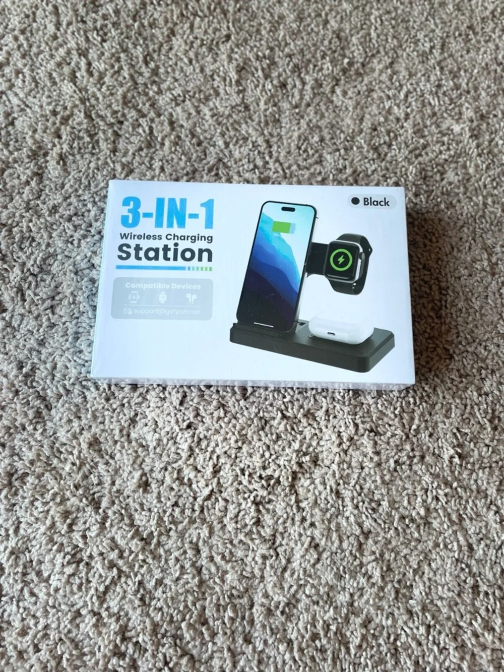 3-in-1 Wireless Charging Station - Black